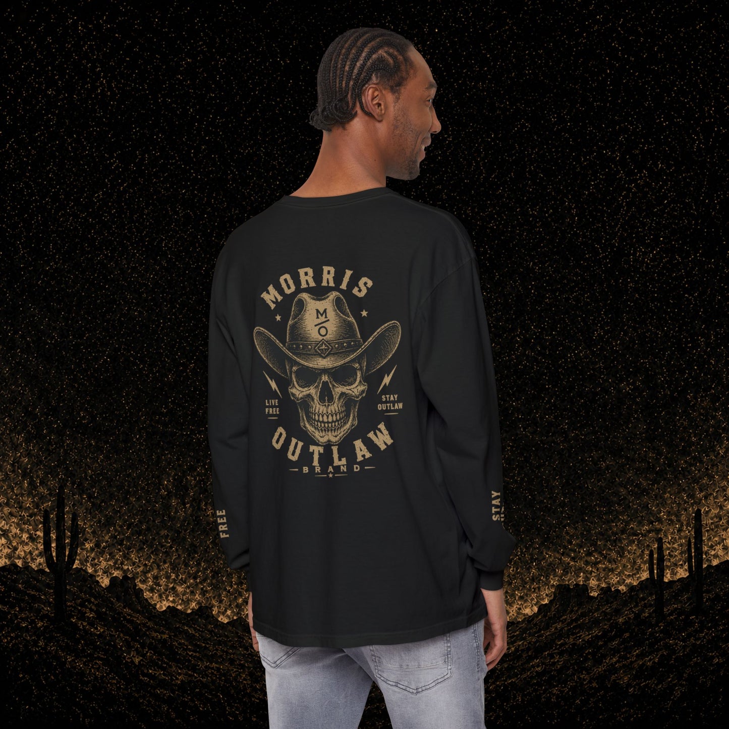 Outlaw Skull & Longhorn Long Sleeve T-Shirt