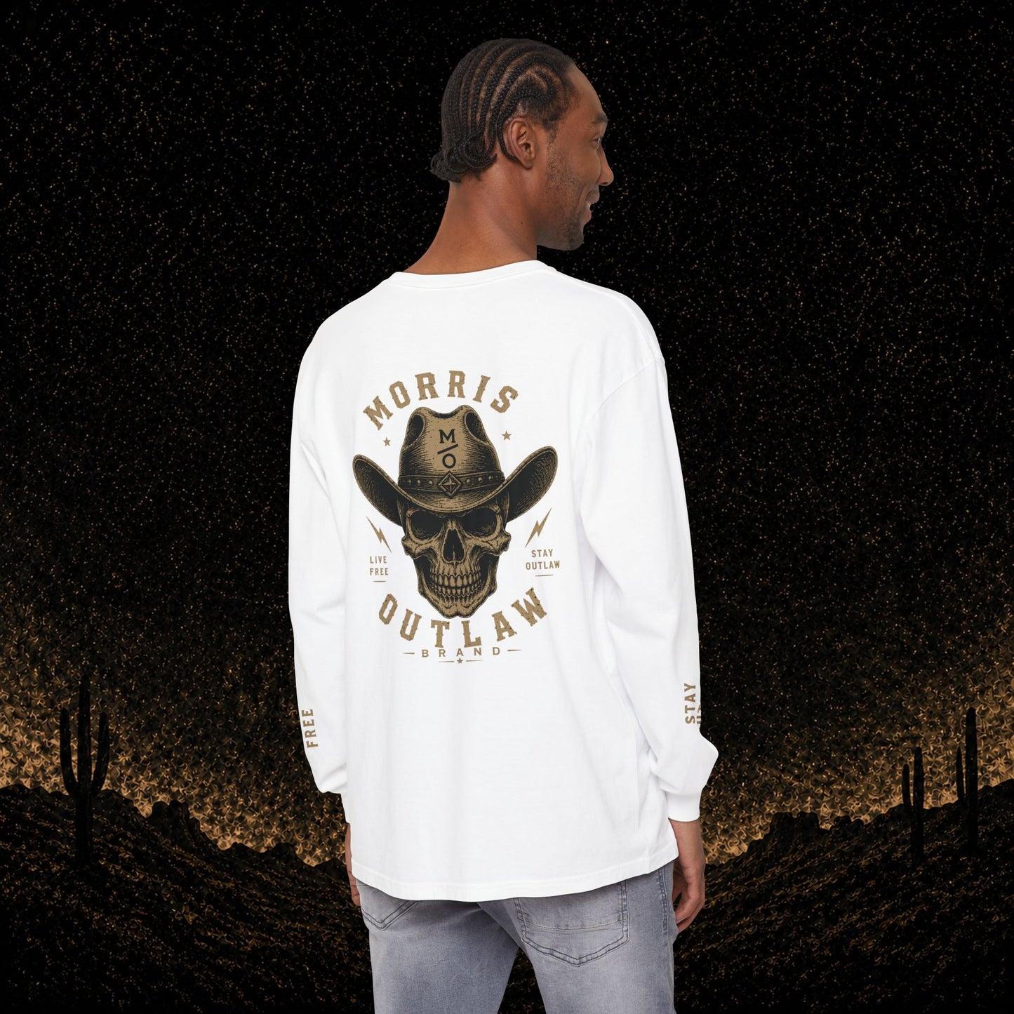 Outlaw Skull & Longhorn Long Sleeve T-Shirt