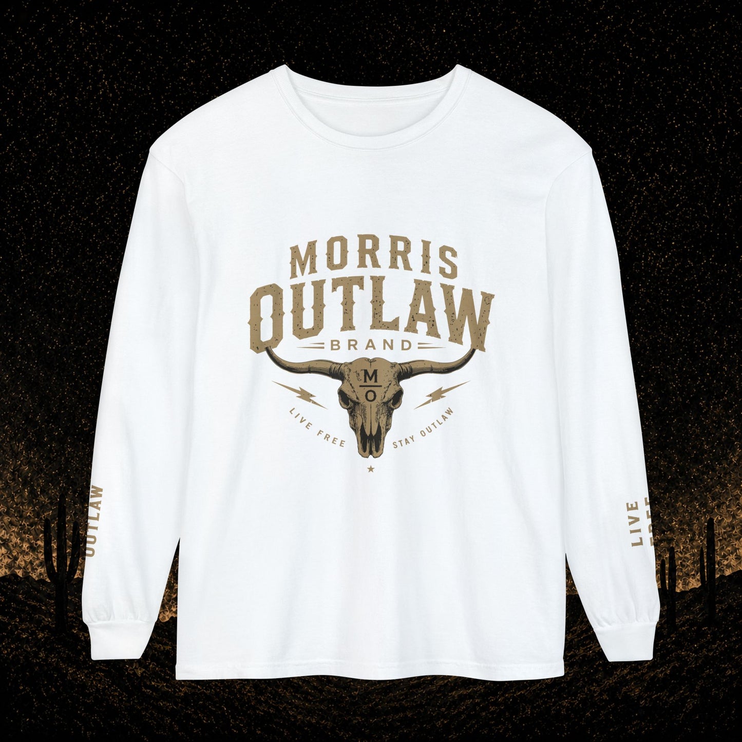 Outlaw Skull & Longhorn Long Sleeve T-Shirt