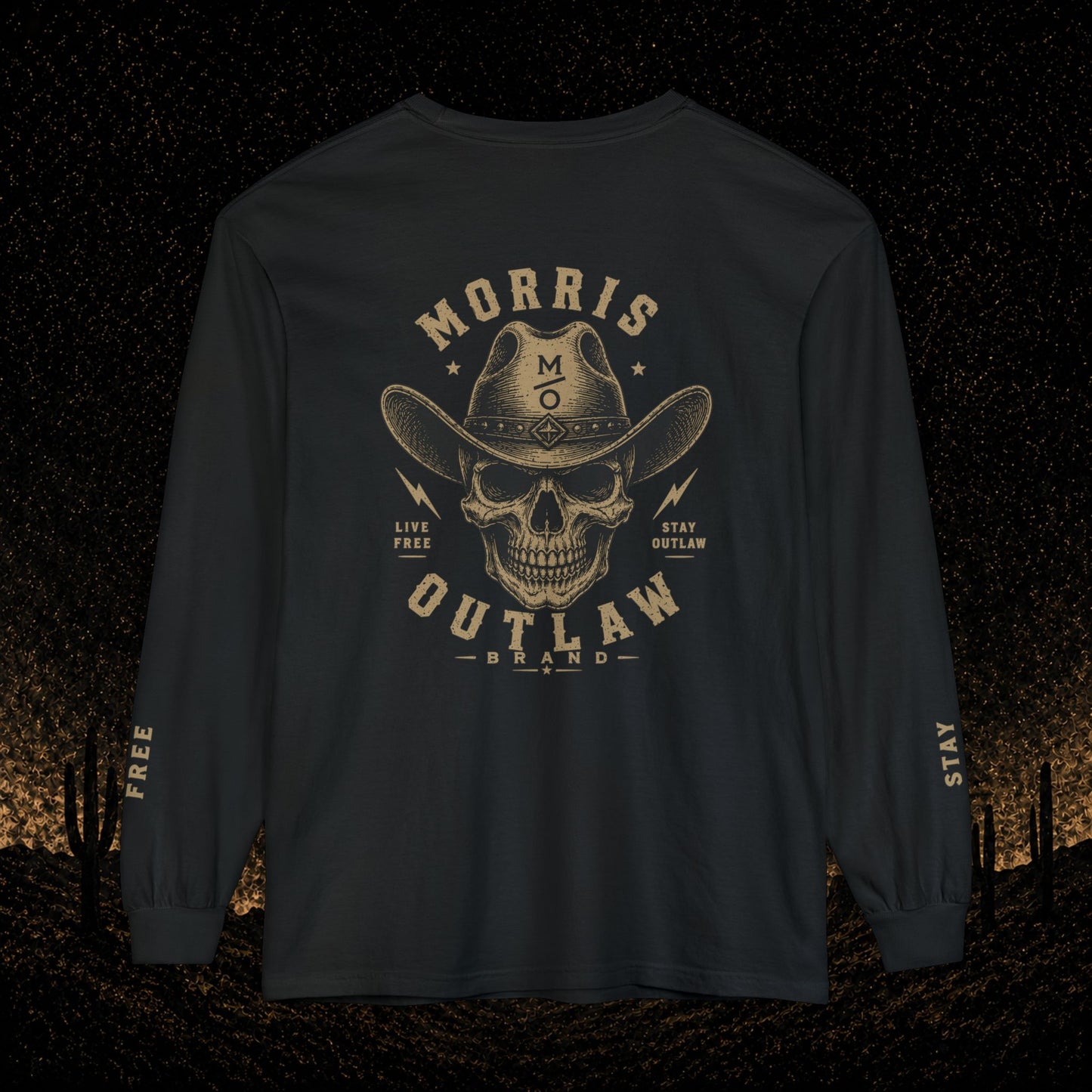 Outlaw Skull & Longhorn Long Sleeve T-Shirt