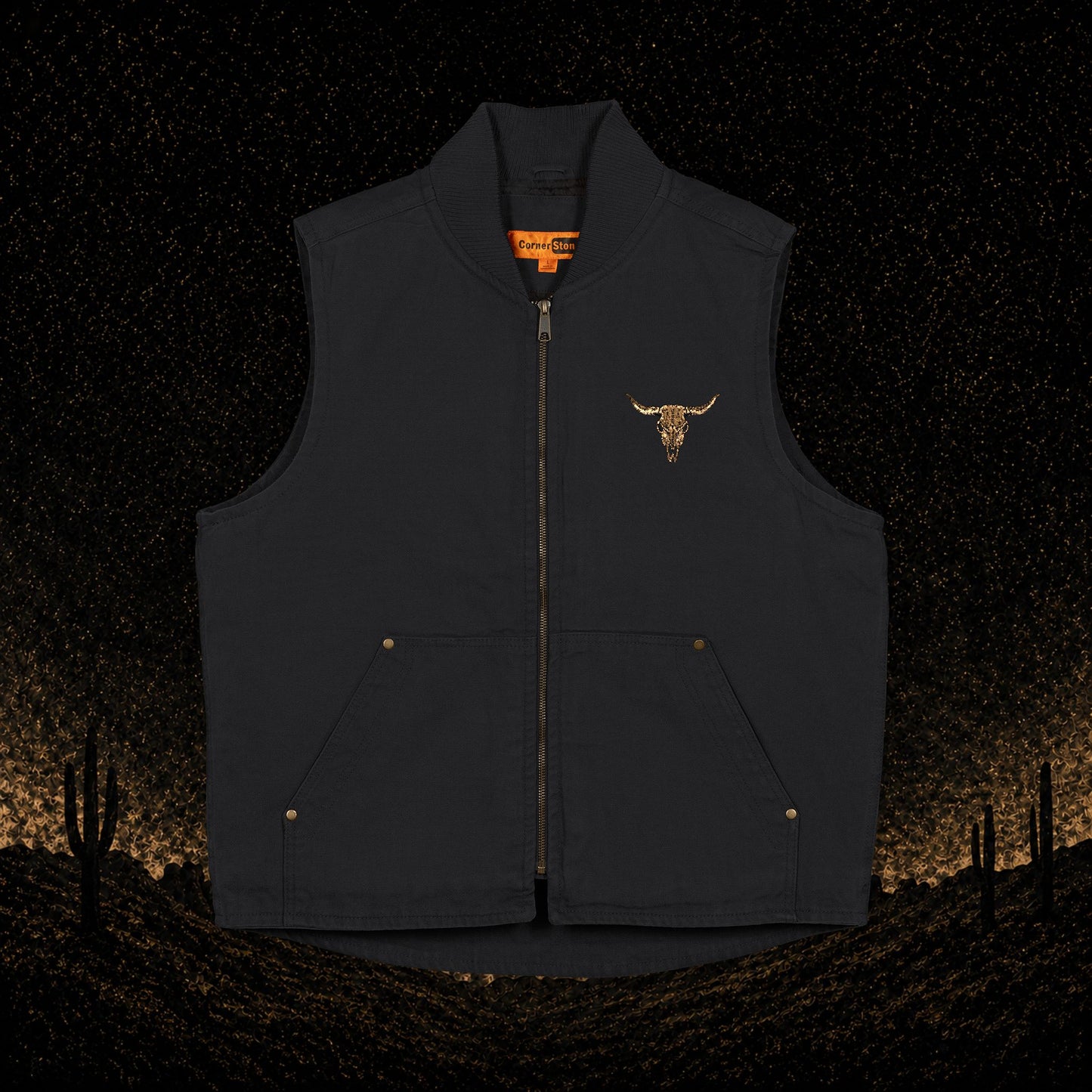 Embroidered Washed Duck Cloth Vest