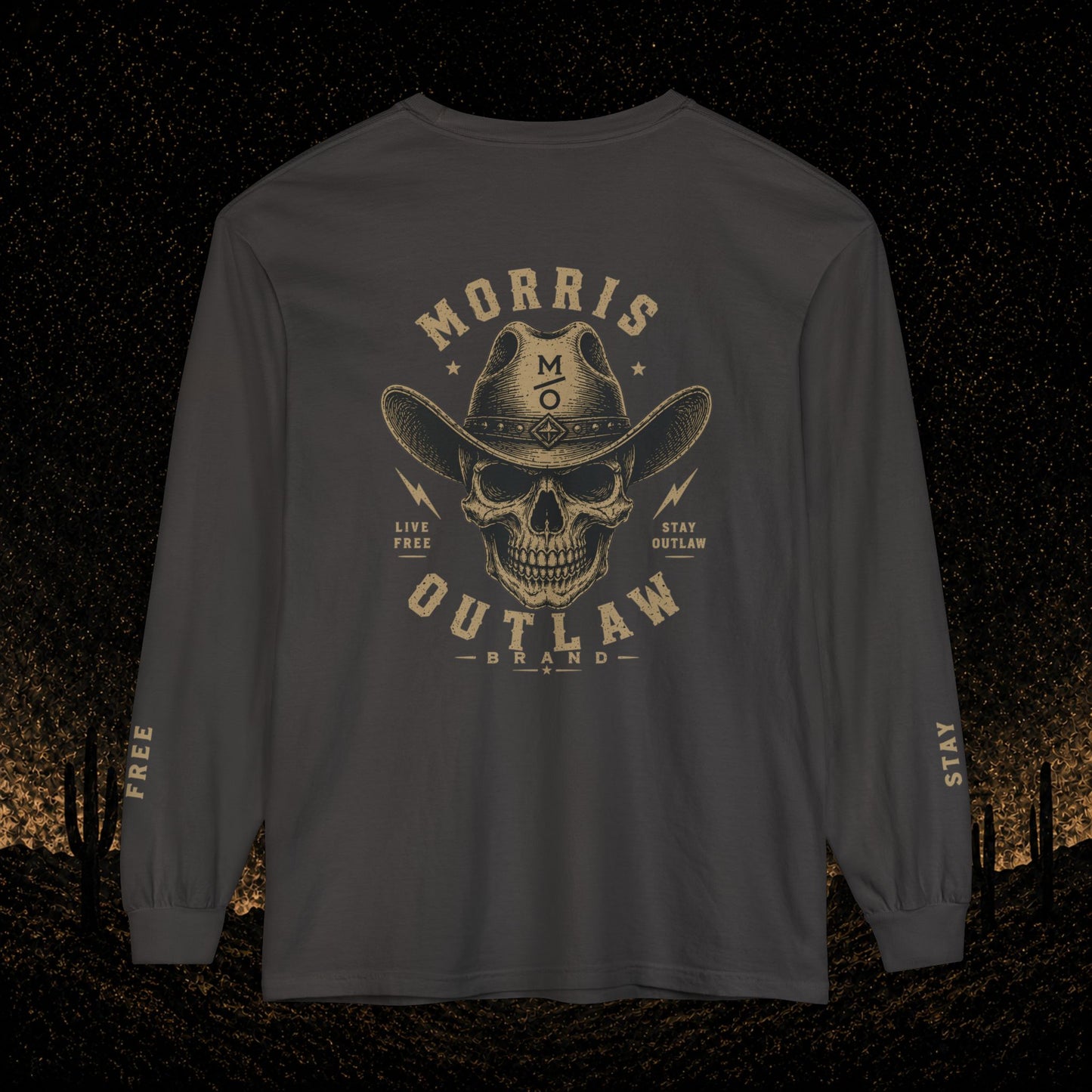 Outlaw Skull & Longhorn Long Sleeve T-Shirt