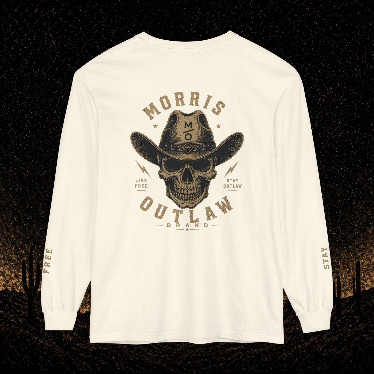 Outlaw Skull & Longhorn Long Sleeve T-Shirt