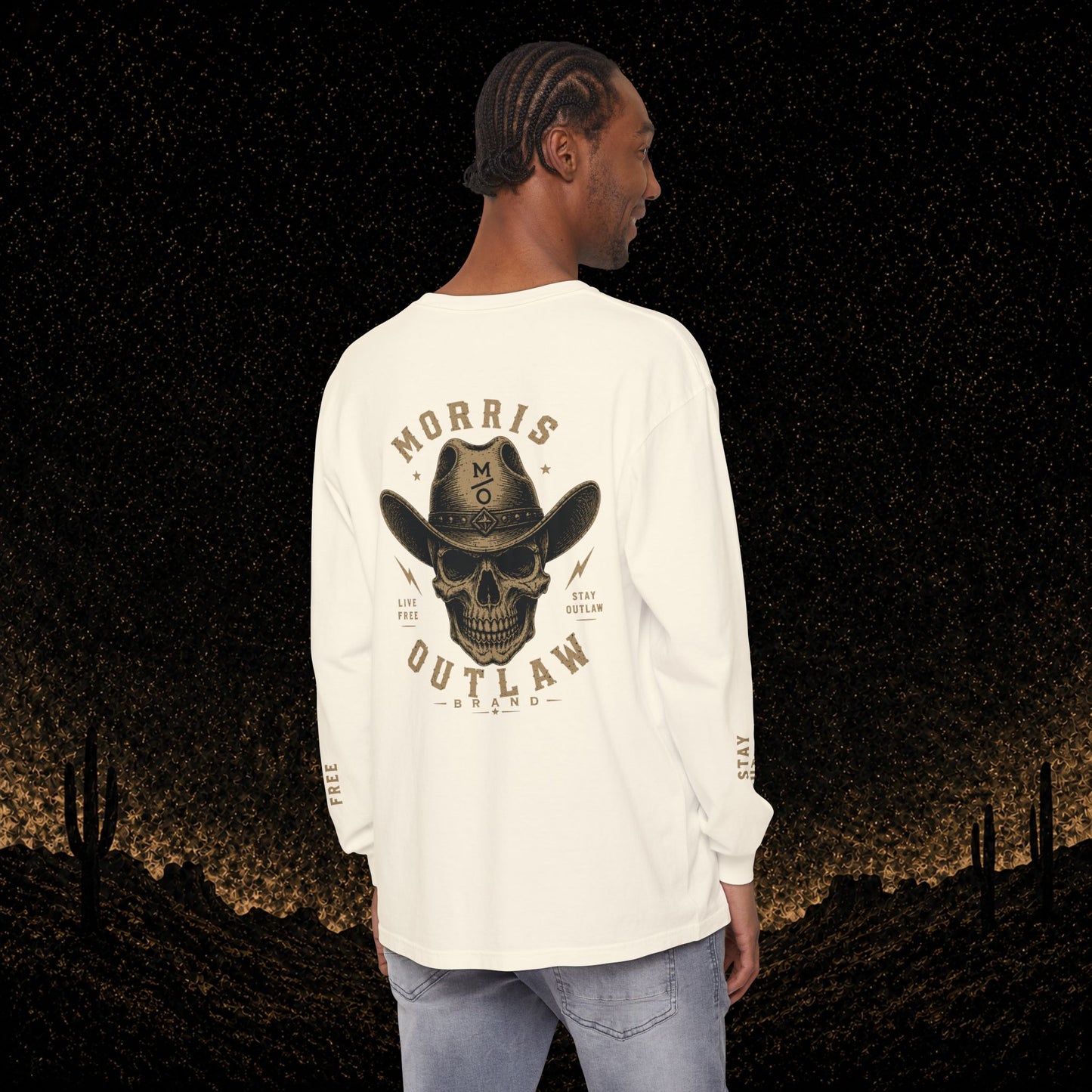 Outlaw Skull & Longhorn Long Sleeve T-Shirt