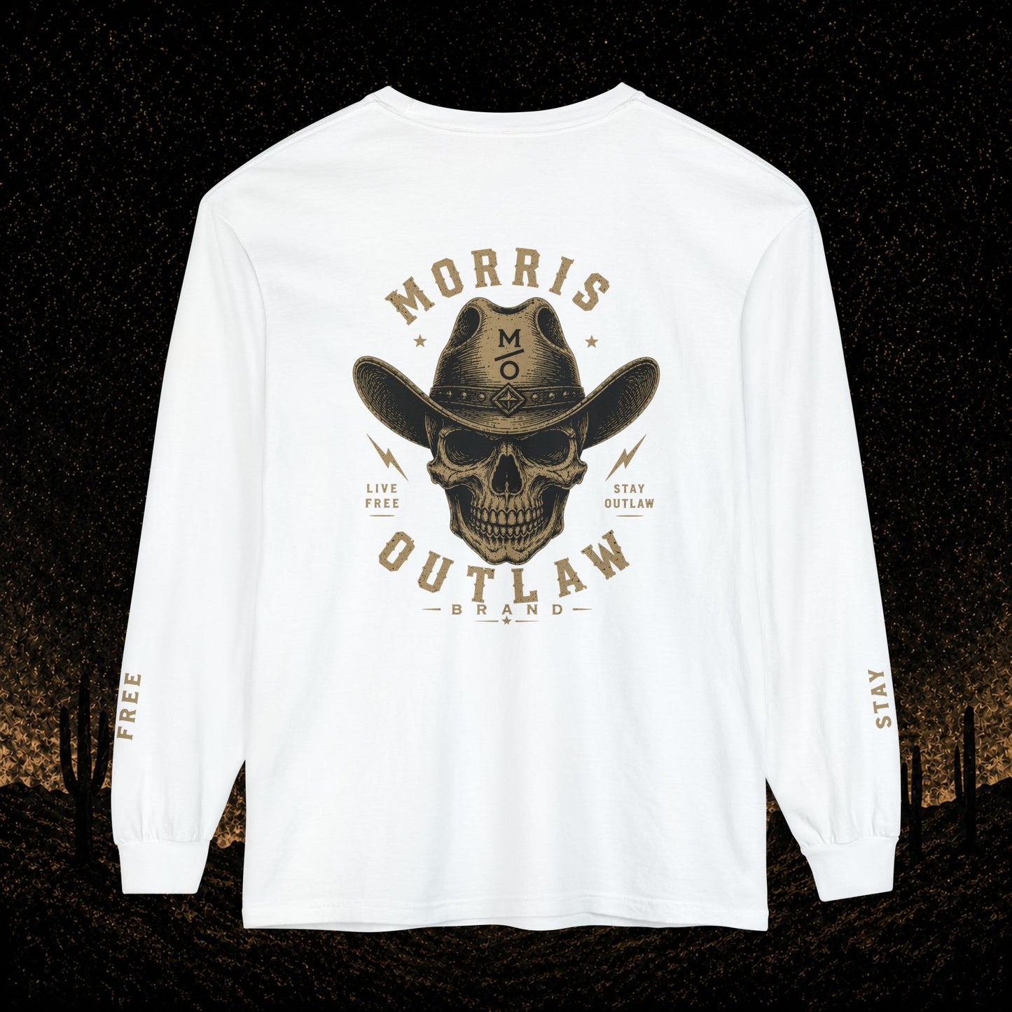 Outlaw Skull & Longhorn Long Sleeve T-Shirt