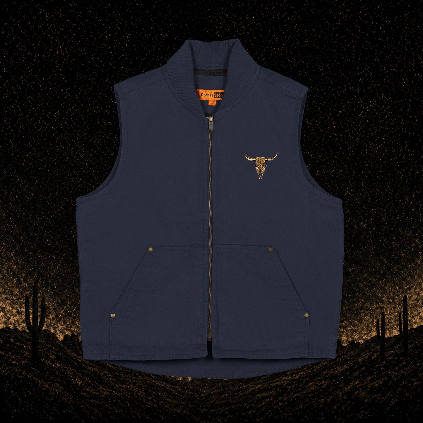 Embroidered Washed Duck Cloth Vest