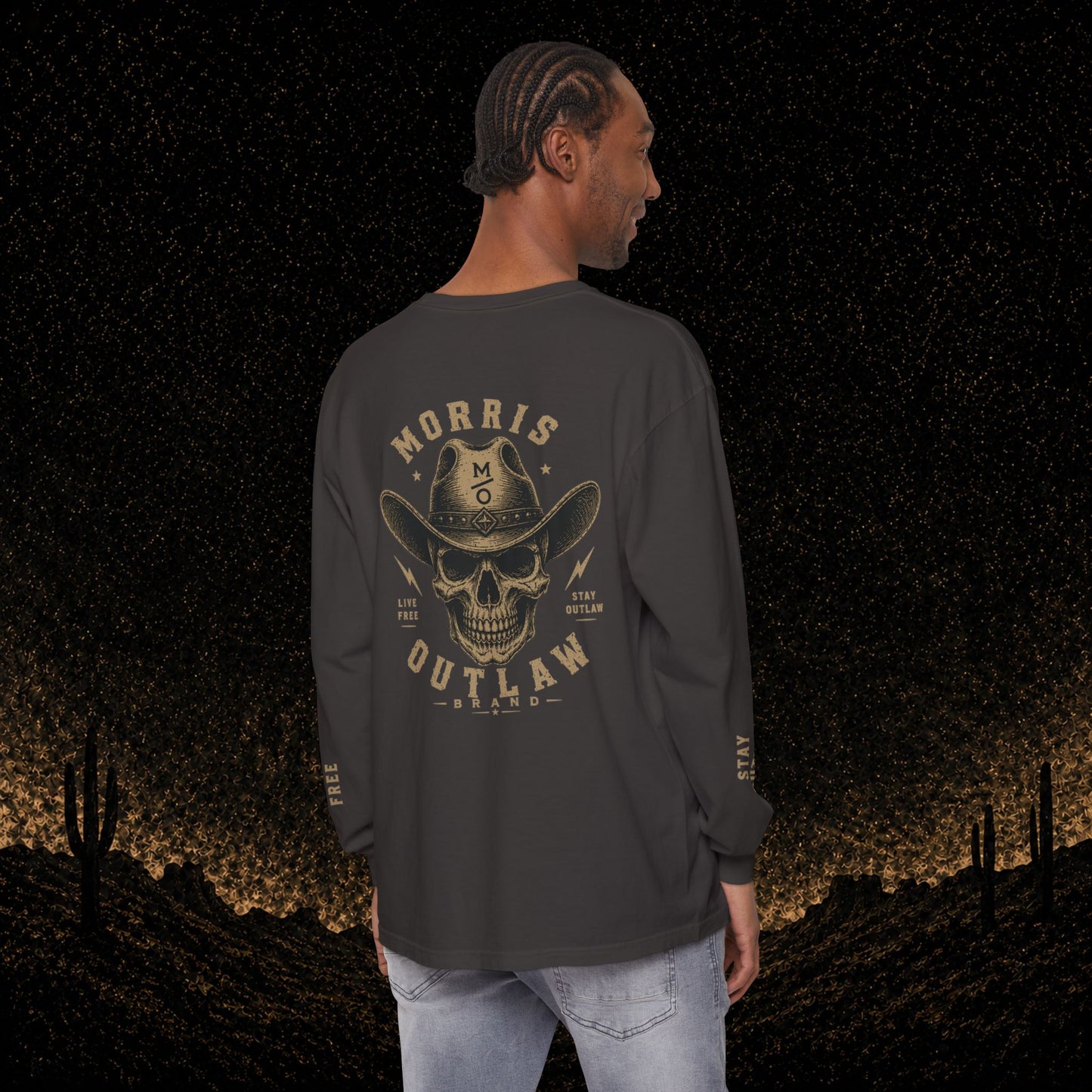 Outlaw Skull & Longhorn Long Sleeve T-Shirt