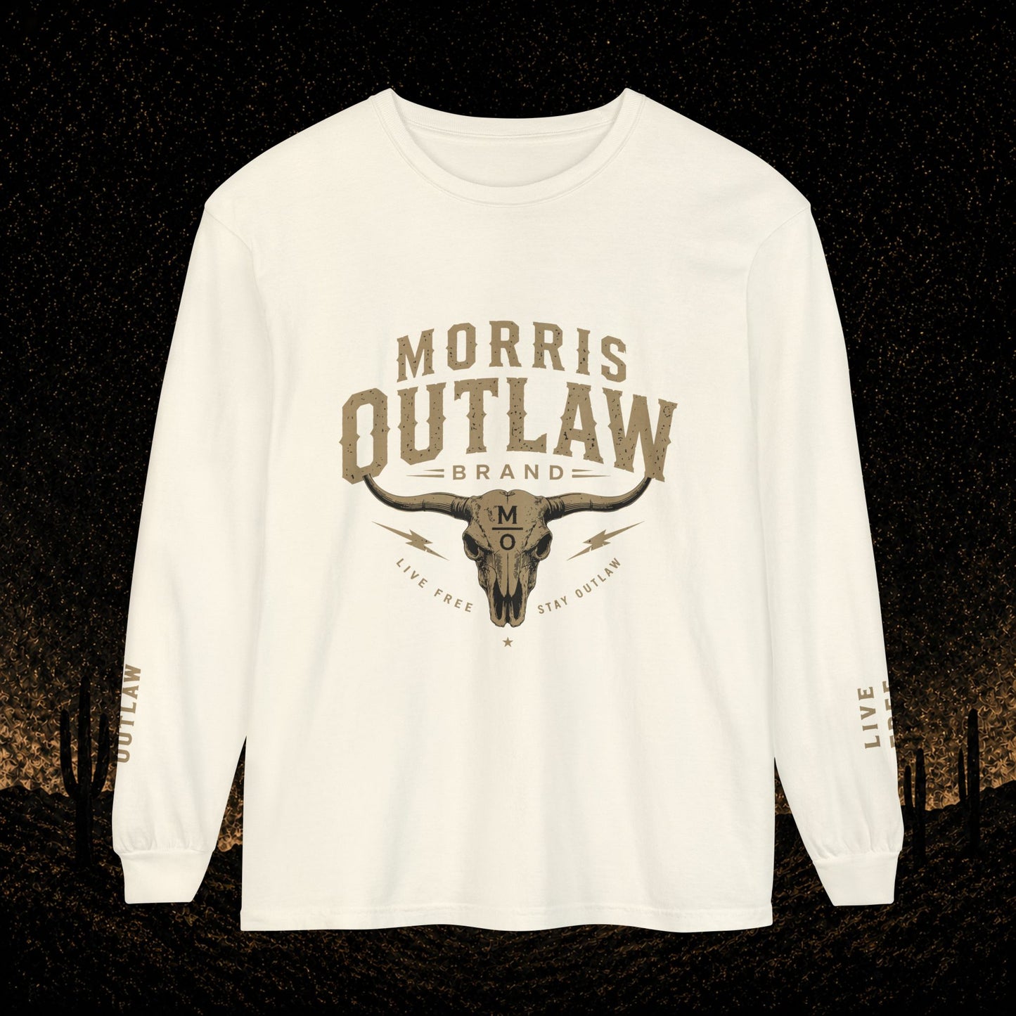 Outlaw Skull & Longhorn Long Sleeve T-Shirt